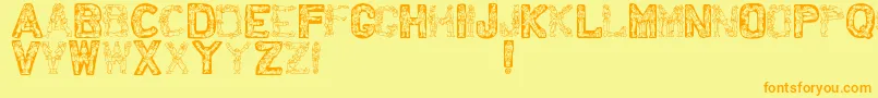 フォントSantatime – オレンジの文字が黄色の背景にあります。