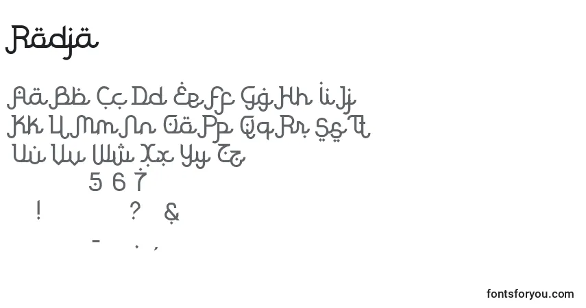 Schriftart Rodja – Alphabet, Zahlen, spezielle Symbole