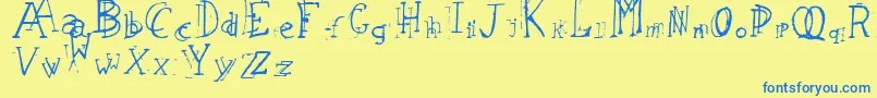 LeapingTypewriter Font – Blue Fonts on Yellow Background
