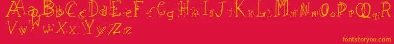 LeapingTypewriter-Schriftart – Orangefarbene Schriften auf rotem Hintergrund