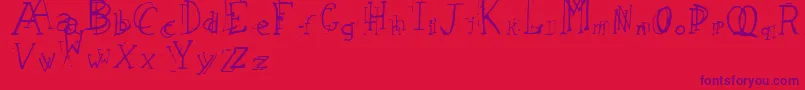 LeapingTypewriter-Schriftart – Violette Schriften auf rotem Hintergrund