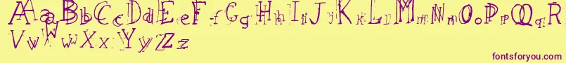 LeapingTypewriter Font – Purple Fonts on Yellow Background