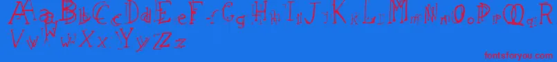 LeapingTypewriter Font – Red Fonts on Blue Background
