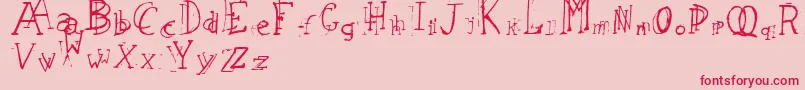 フォントLeapingTypewriter – ピンクの背景に赤い文字