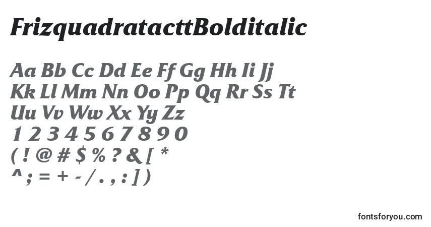 Шрифт FrizquadratacttBolditalic – алфавит, цифры, специальные символы