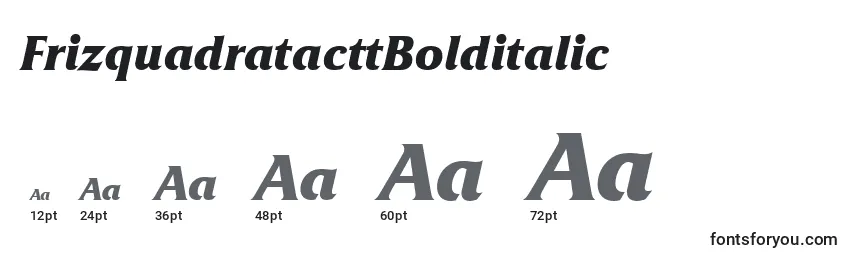 Размеры шрифта FrizquadratacttBolditalic