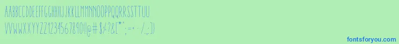 Шрифт AracneUltraCondensedLight – синие шрифты на зелёном фоне
