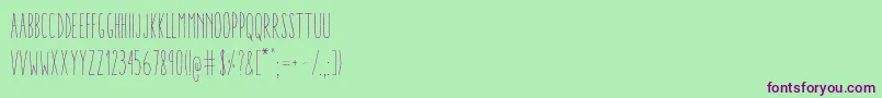 AracneUltraCondensedLight Font – Purple Fonts on Green Background