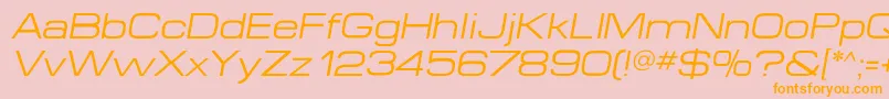 MicroextendflfItalic-Schriftart – Orangefarbene Schriften auf rosa Hintergrund