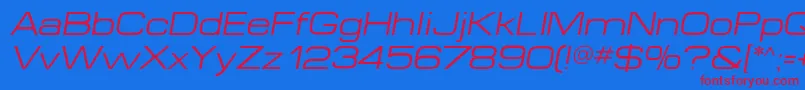 MicroextendflfItalic Font – Red Fonts on Blue Background