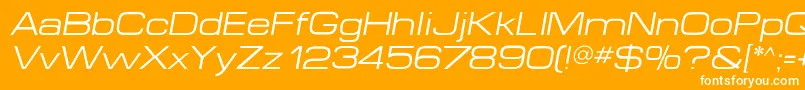 MicroextendflfItalic-Schriftart – Weiße Schriften auf orangefarbenem Hintergrund