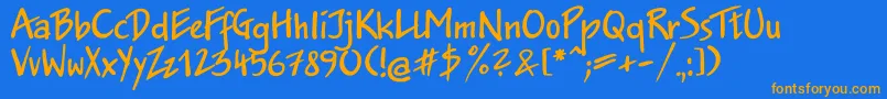 Weitere Informationen zur Jkb55C-Schriftart Jkb55C-Schriftart – Orangefarbene Schriften auf blauem Hintergrund