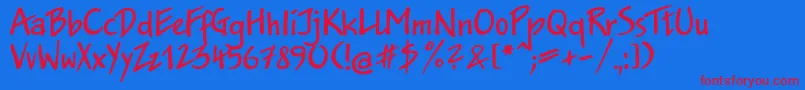 フォントJkb55C – 赤い文字の青い背景