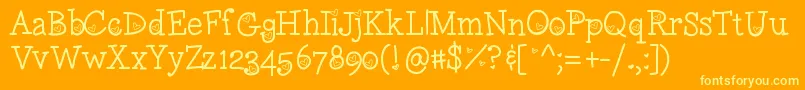 Fonte Lovenesstwo – fontes amarelas em um fundo laranja