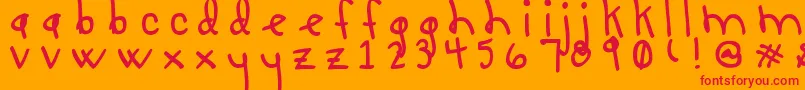 フォントLucyLuToo – オレンジの背景に赤い文字