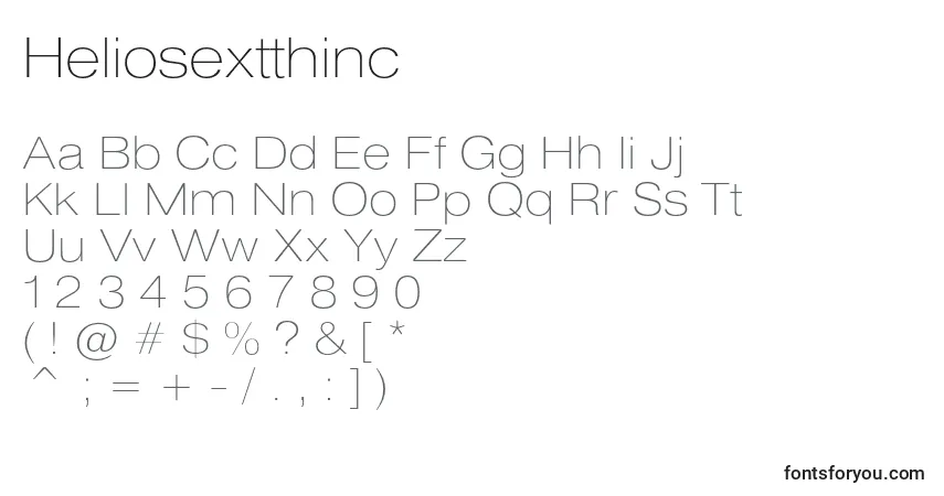 Schriftart Heliosextthinc – Alphabet, Zahlen, spezielle Symbole