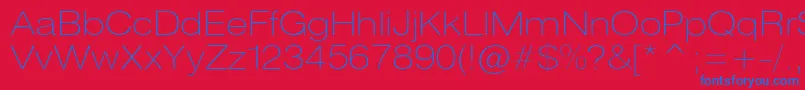 フォントHeliosextthinc – 赤い背景に青い文字