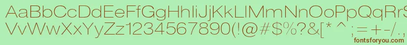 Heliosextthinc-fontti – ruskeat fontit vihreällä taustalla
