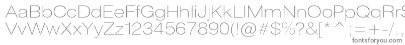 フォントHeliosextthinc – 白い背景に灰色の文字
