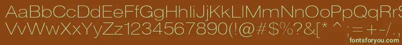 Heliosextthinc-fontti – vihreät fontit ruskealla taustalla