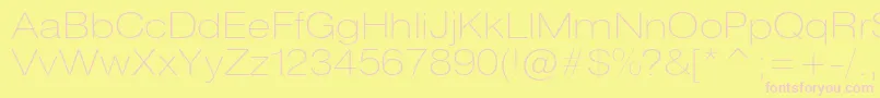 フォントHeliosextthinc – ピンクのフォント、黄色の背景