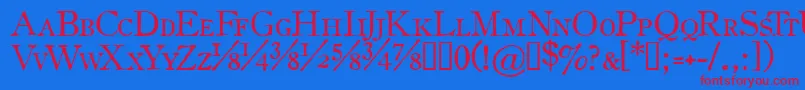 Czcionka OldstyleSmallCapsHplhs – czerwone czcionki na niebieskim tle