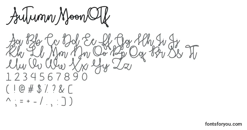 Czcionka AutumnMoonOtf – alfabet, cyfry, specjalne znaki