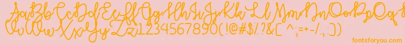 AutumnMoonOtf-Schriftart – Orangefarbene Schriften auf rosa Hintergrund