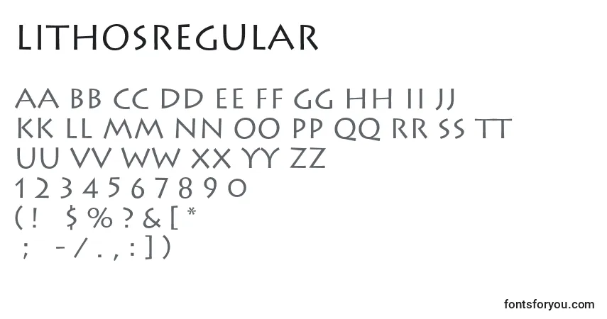Schriftart LithosRegular – Alphabet, Zahlen, spezielle Symbole