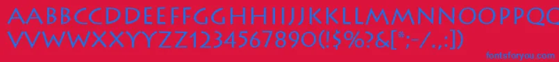 LithosRegular Font – Blue Fonts on Red Background