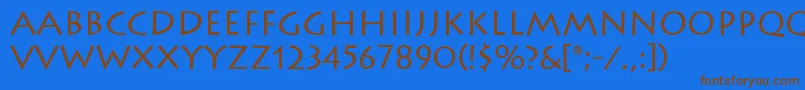 LithosRegular-Schriftart – Braune Schriften auf blauem Hintergrund