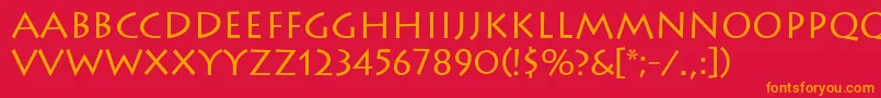 フォントLithosRegular – 赤い背景にオレンジの文字