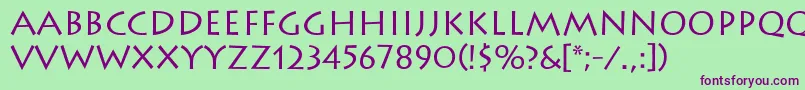 LithosRegular-Schriftart – Violette Schriften auf grünem Hintergrund