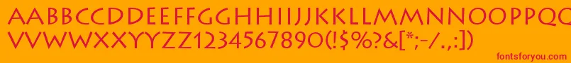 LithosRegular-Schriftart – Rote Schriften auf orangefarbenem Hintergrund