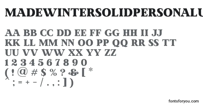 Шрифт MadeWinterSolidPersonalUse – алфавит, цифры, специальные символы