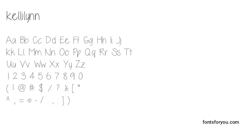 A fonte Kellilynn – alfabeto, números, caracteres especiais