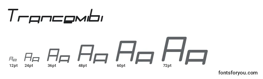 Размеры шрифта Trancemibi