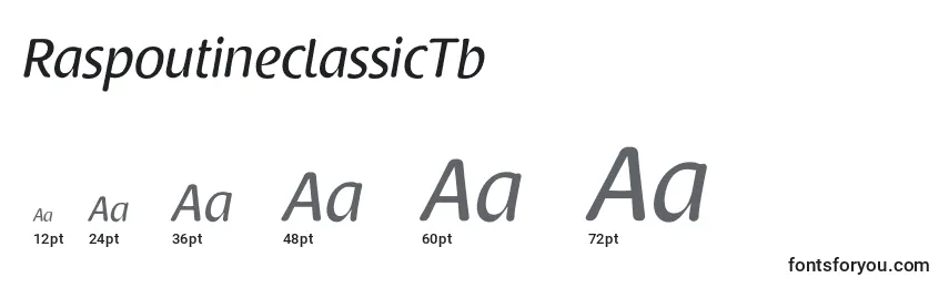 Размеры шрифта RaspoutineclassicTb