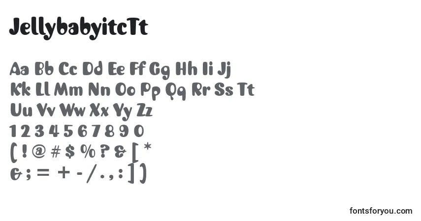 A fonte JellybabyitcTt – alfabeto, números, caracteres especiais