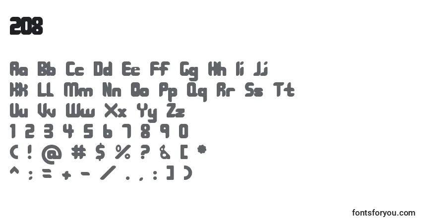 A fonte 208 – alfabeto, números, caracteres especiais