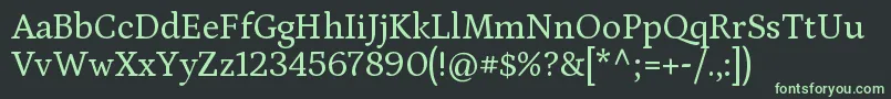 フォントPetronaRegular – 黒い背景に緑の文字