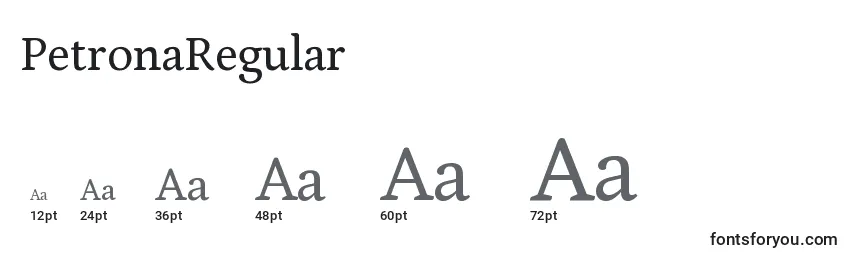 Размеры шрифта PetronaRegular