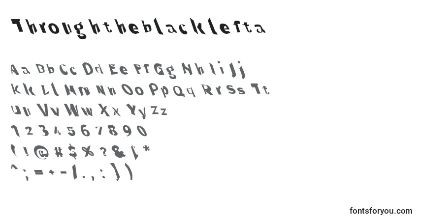 Schriftart Throughtheblacklefta – Alphabet, Zahlen, spezielle Symbole