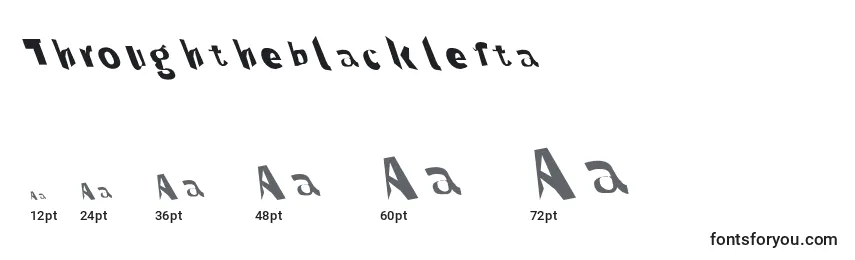 Размеры шрифта Throughtheblacklefta