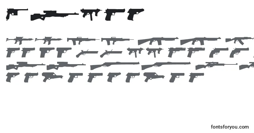Schriftart Guns1 – Alphabet, Zahlen, spezielle Symbole