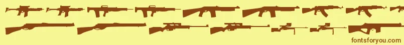 Guns1 Font – Brown Fonts on Yellow Background