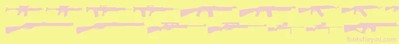 Guns1 Font – Pink Fonts on Yellow Background