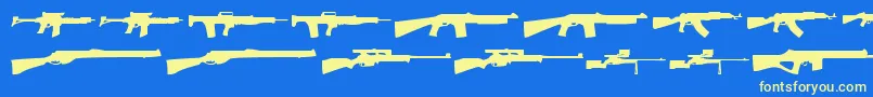 Guns1-Schriftart – Gelbe Schriften auf blauem Hintergrund