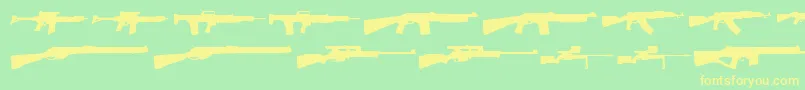 Guns1 Font – Yellow Fonts on Green Background