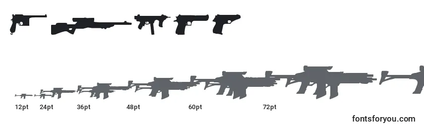 Größen der Schriftart Guns1
